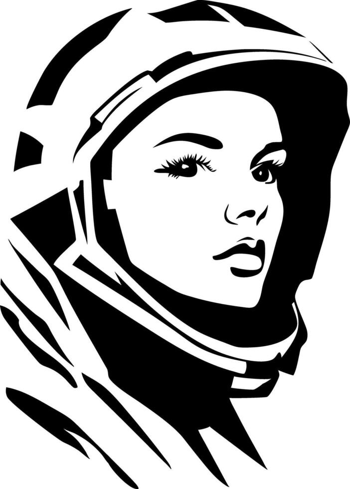 Woman Astronaut Helmet Art for Tattoos Posters and Illustrations vector