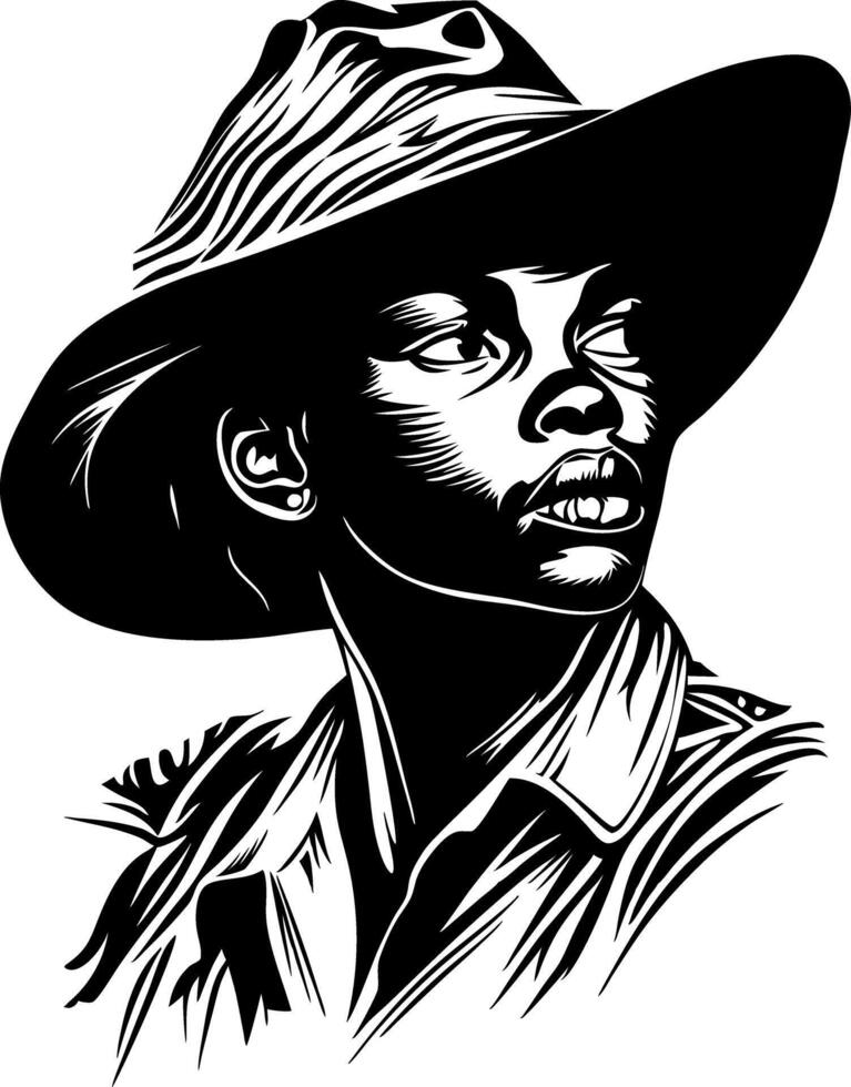Portrait of Person in Hat Illustration for Artistic Designs vector