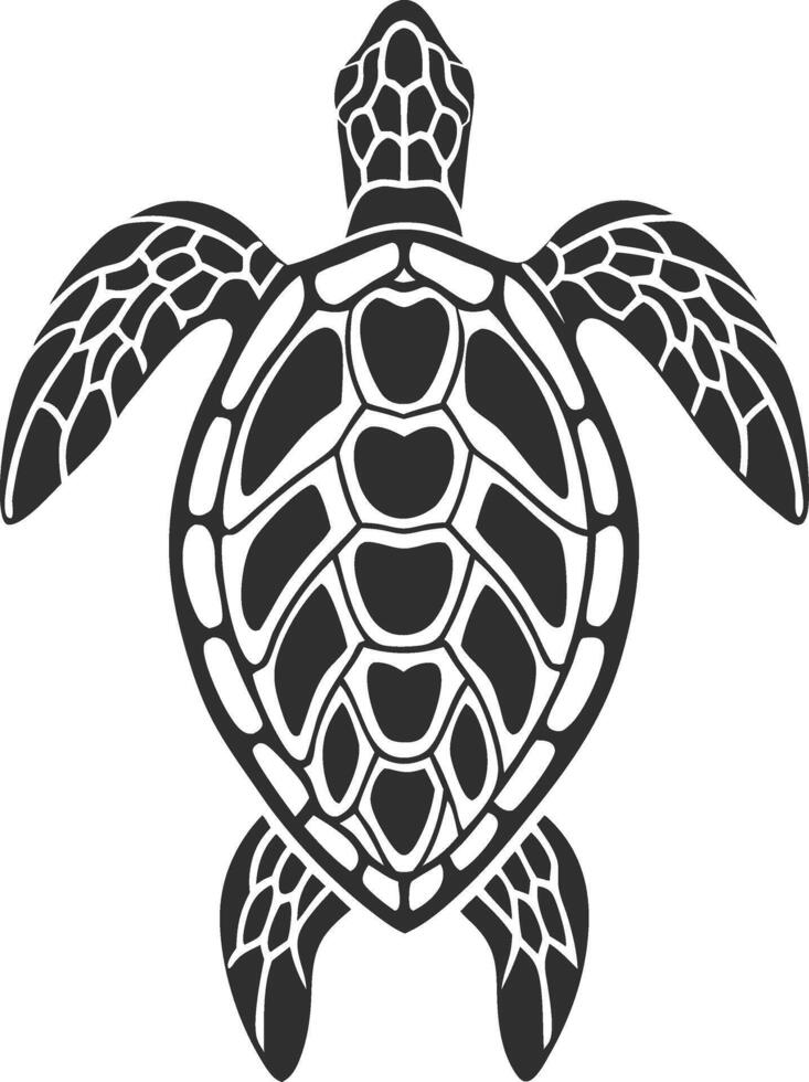 Intricate Sea Turtle Silhouette Design for Artistic Projects vector