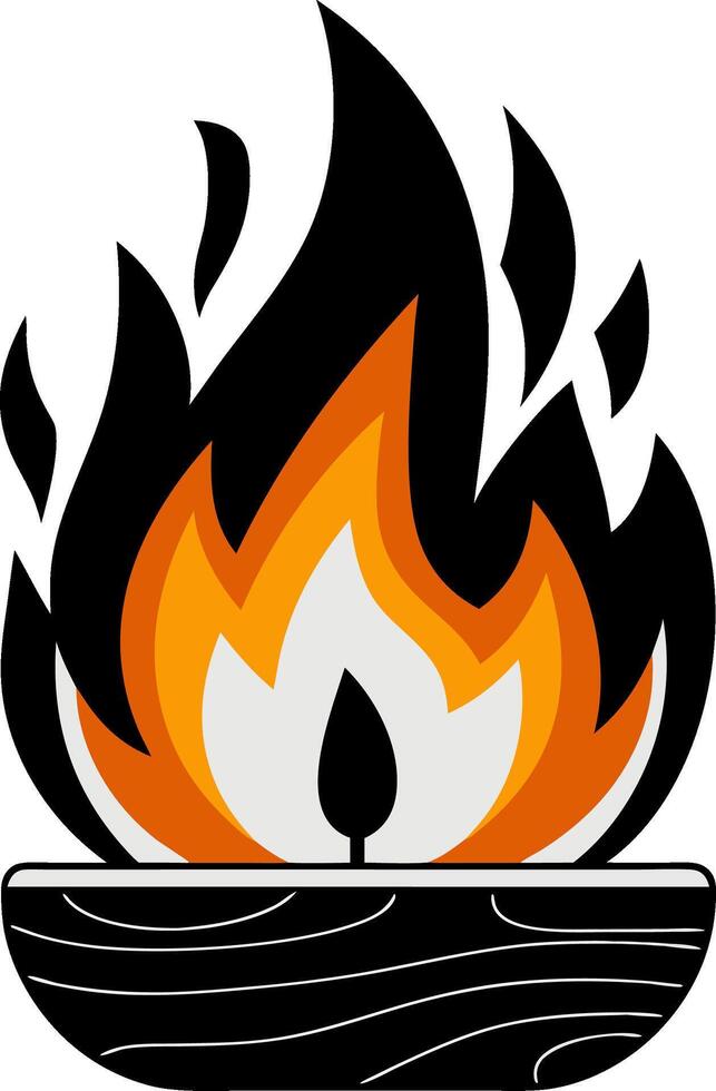 Flaming Campfire Art for Tattoos and Coloring Books vector