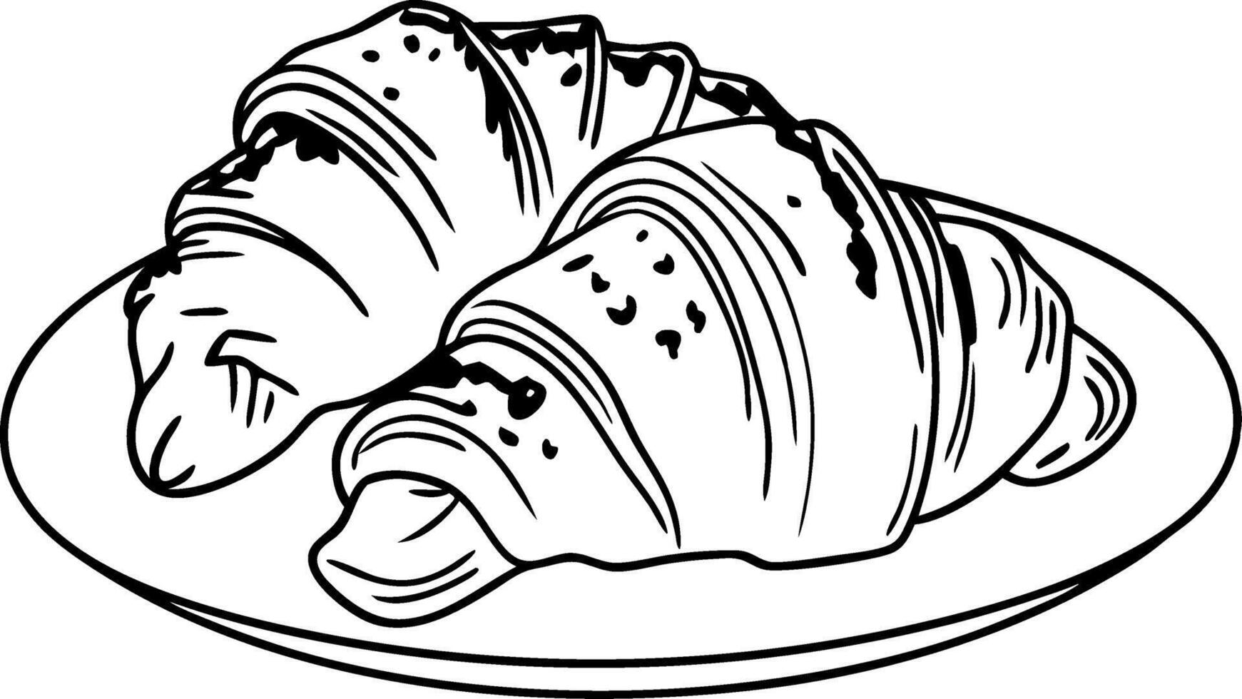 Illustration of Two Croissants on Plate Perfect for Baking Designs vector