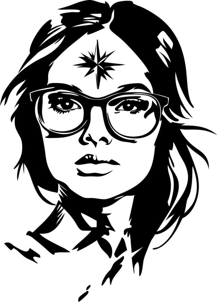 Stylish Woman with Glasses and Star Symbol Head Illustration vector