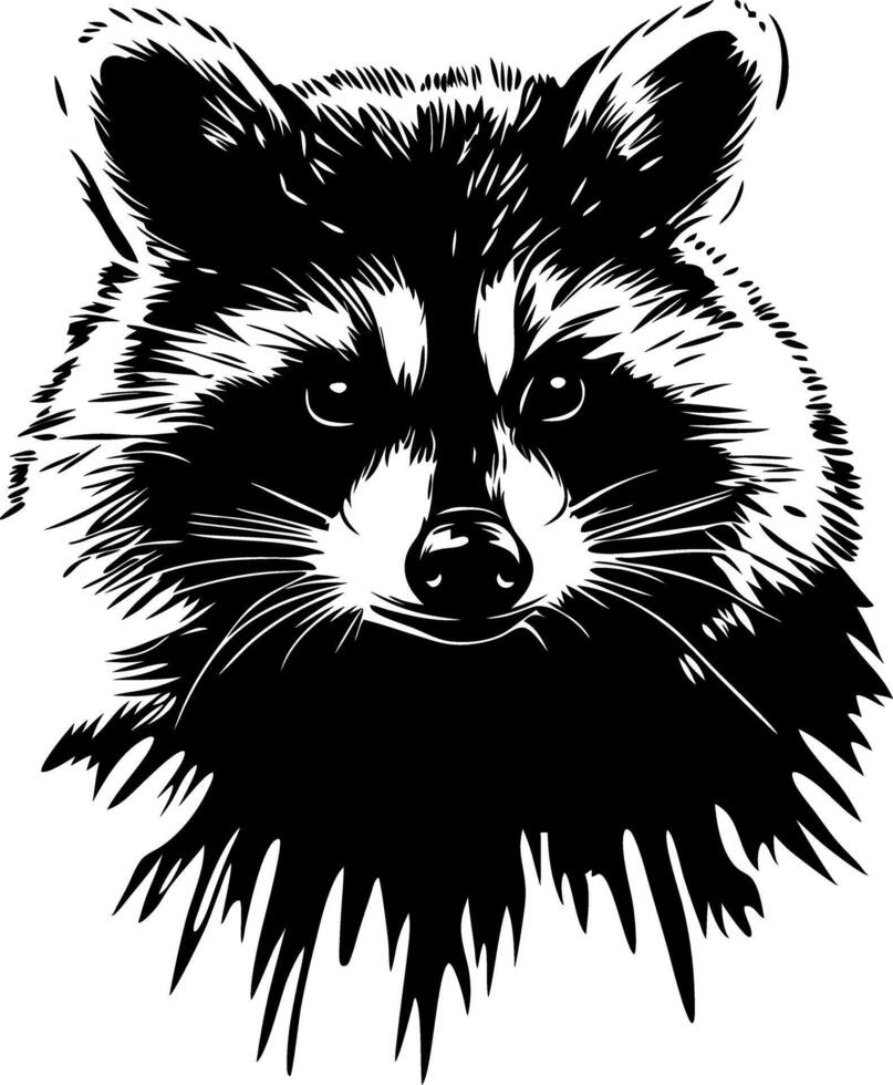 Raccoon Head Illustration for Tattoo and Coloring Books vector