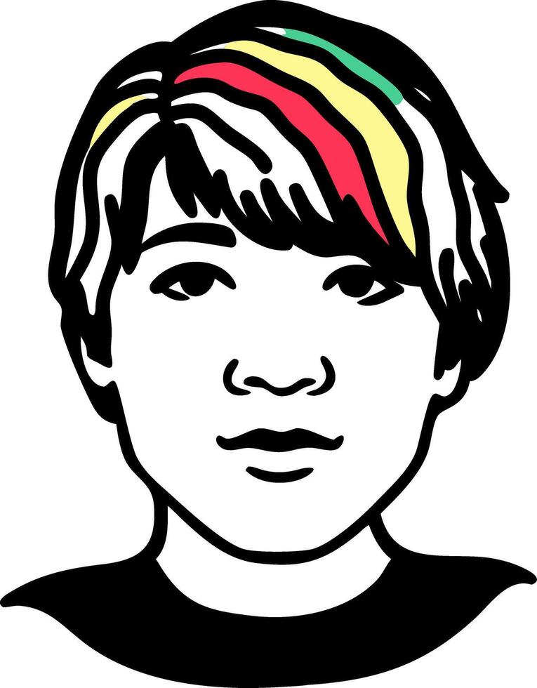 Vibrant Hair Highlight Portrait for Graphic Design Projects vector