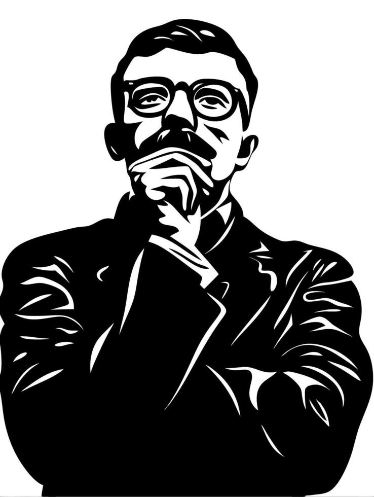 Thoughtful Man Silhouette Illustration for Posters and Wall Art vector