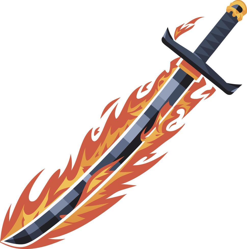 Flaming Sword Illustration for Fantasy and Gaming Themes vector