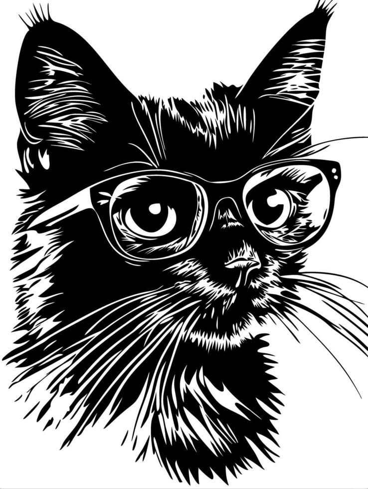 Cool Cat Wearing Glasses Illustration for Graphic Design and Decor vector