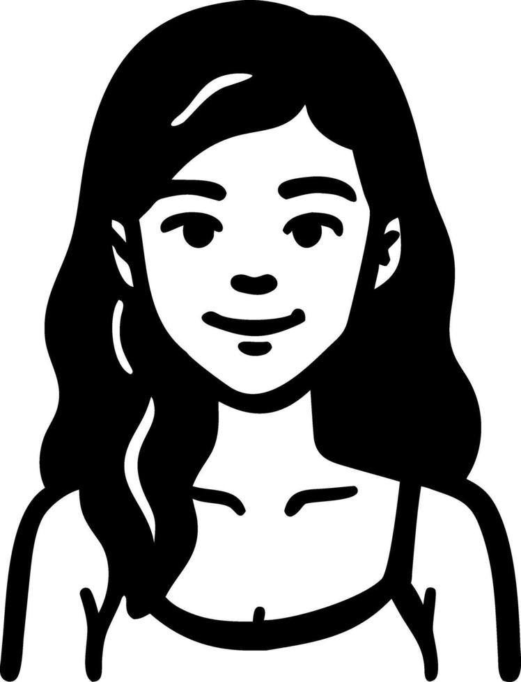 Smiling Woman Illustration Black and White Portrait vector