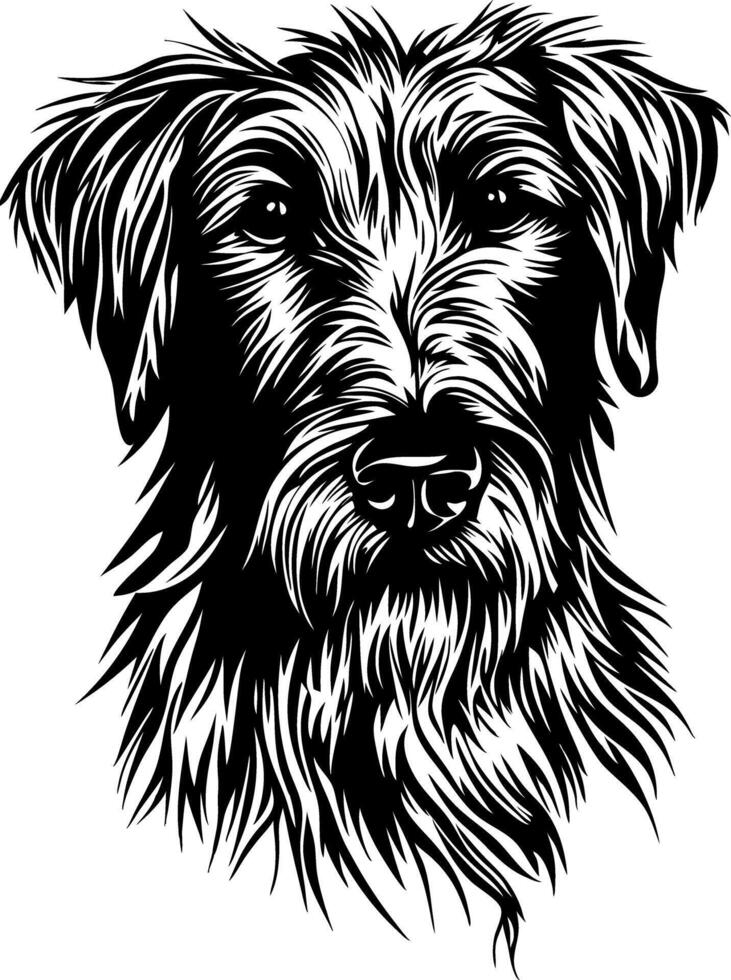 Intricate Dog Face Line Art Illustration for Tattoos and Coloring vector