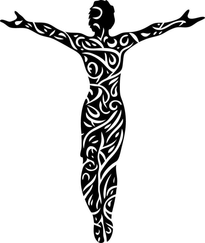Silhouette Tribal Tattoo Design Human Figure Art for Creative Projects vector