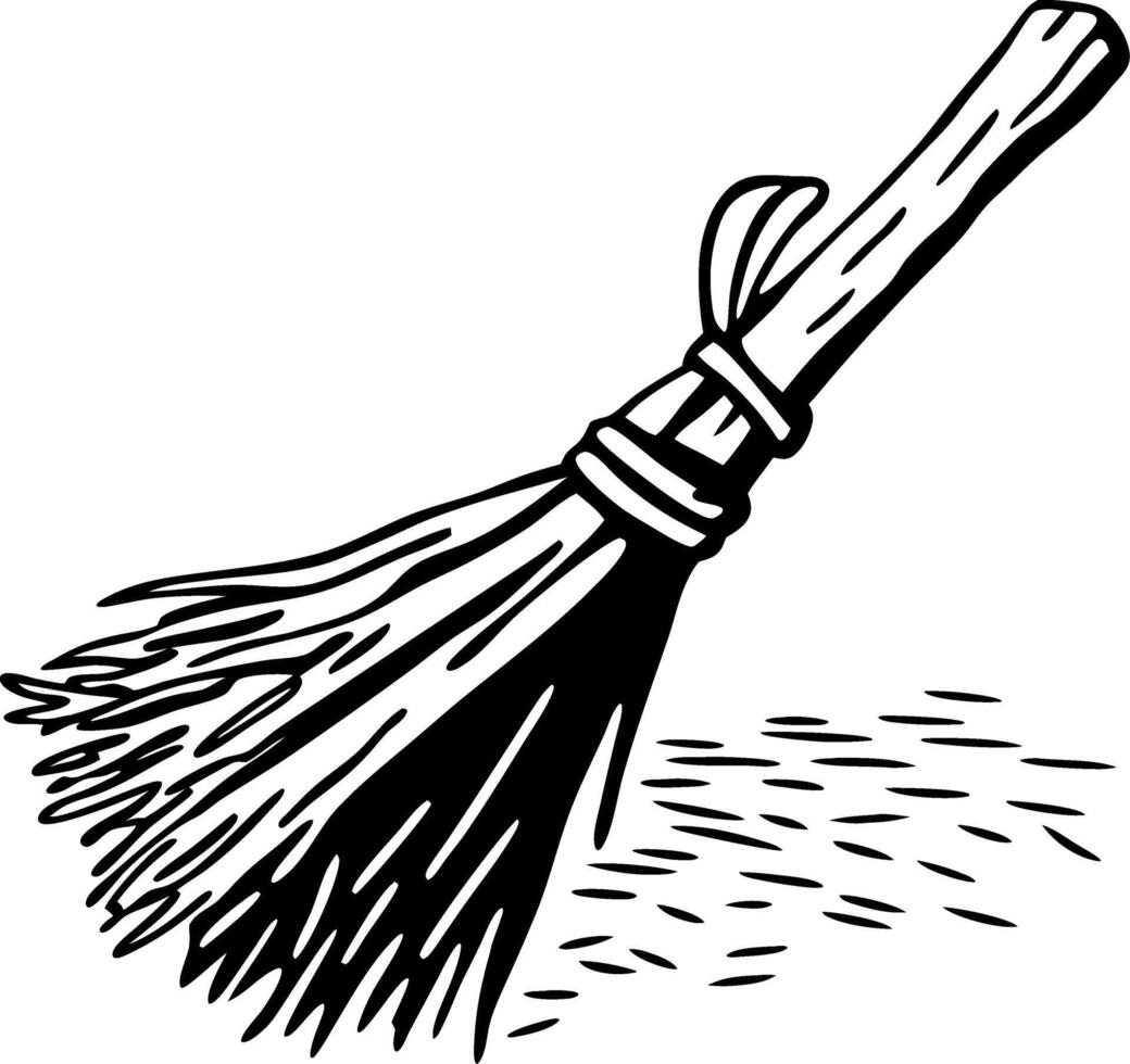 Rustic Broomstick Illustration for Halloween and Craft Designs vector