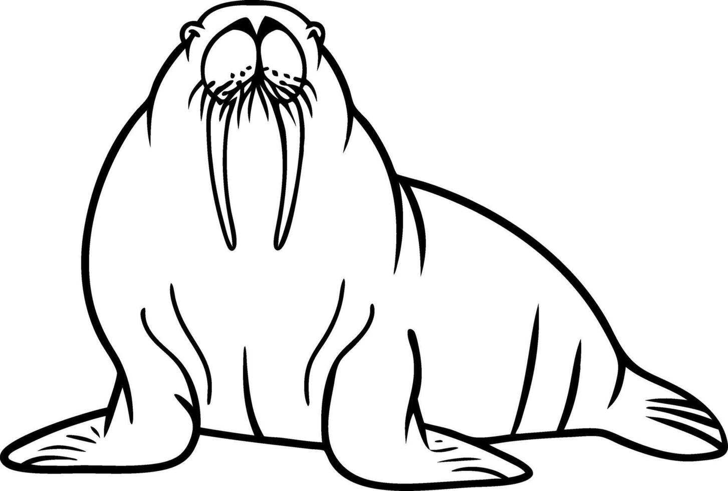 Walrus Illustration Outline for Tattoo and Coloring Book Design vector