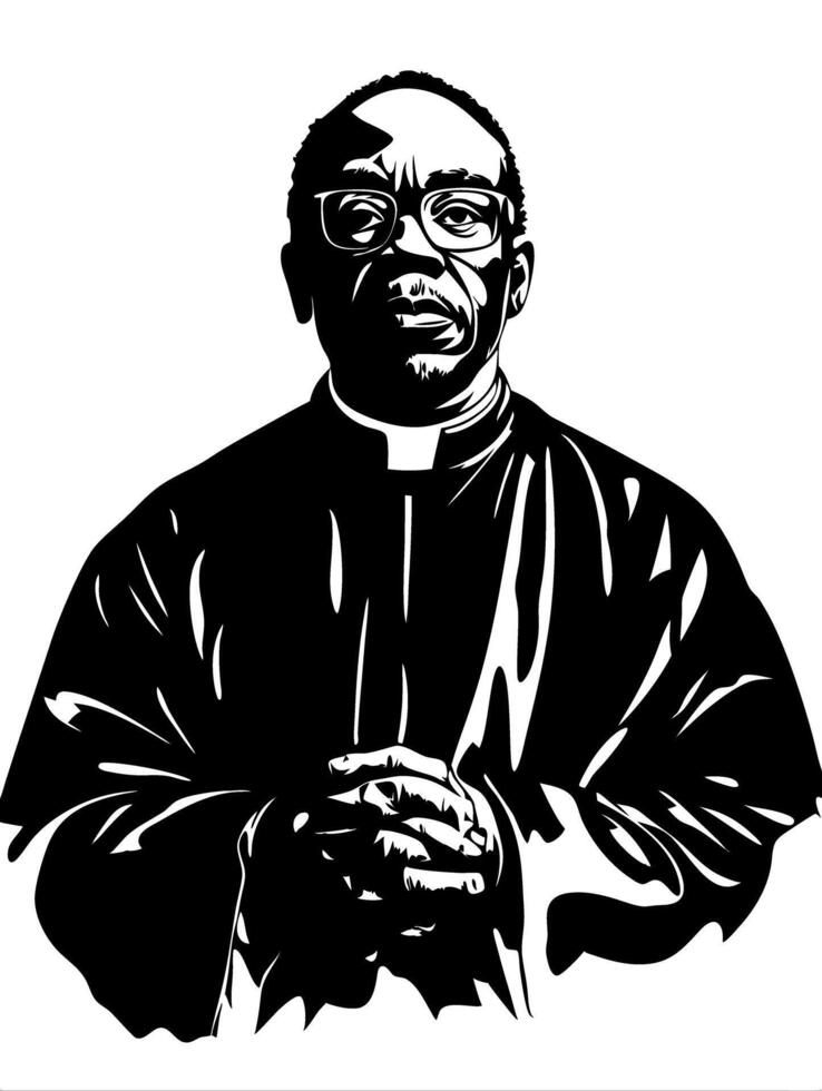 Clergy Portrait Art Illustration of Religious Figure vector