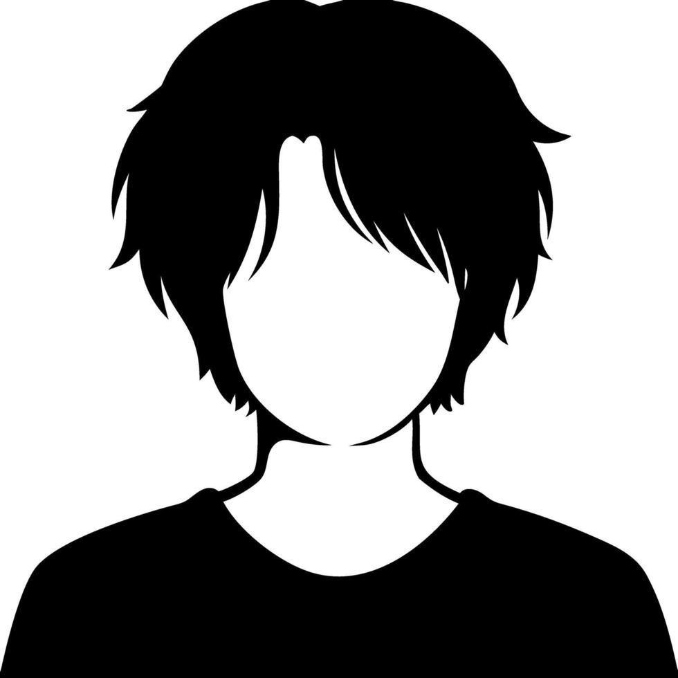 Silhouette Faceless Man with Messy Hair Illustration vector