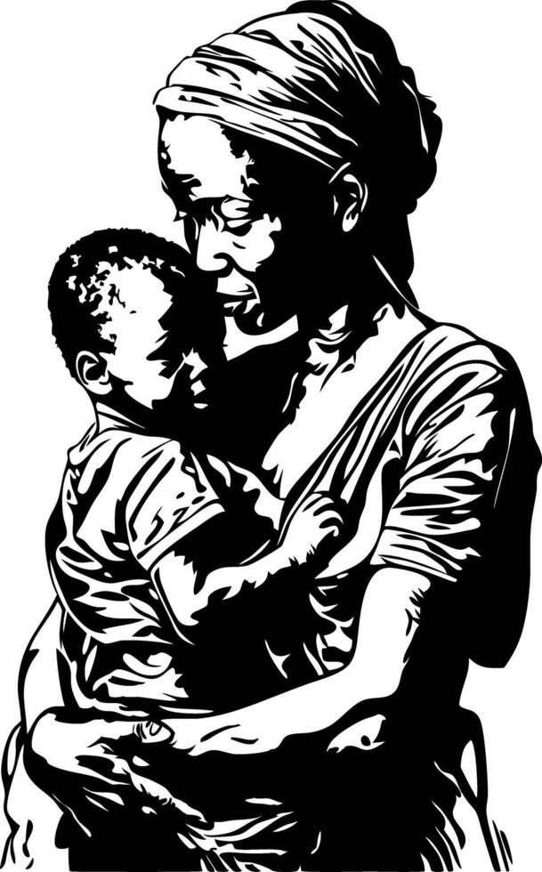 Mother Child Embrace Art Depicting Love and Care Symbolic Illustration vector