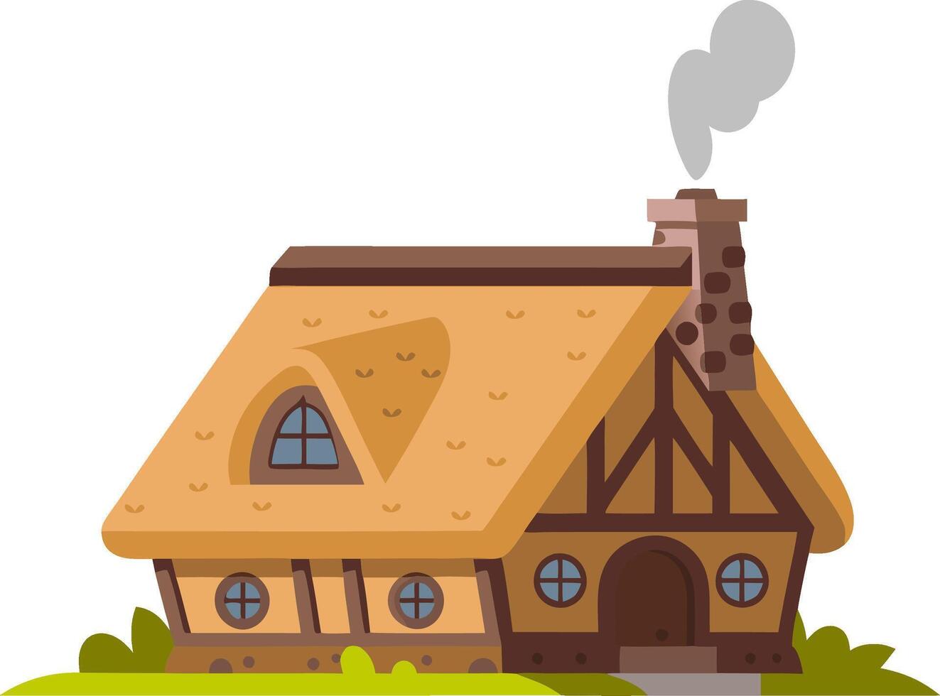 Cozy Cottage Illustration with Chimney and Windows Perfect for Storybook Designs vector