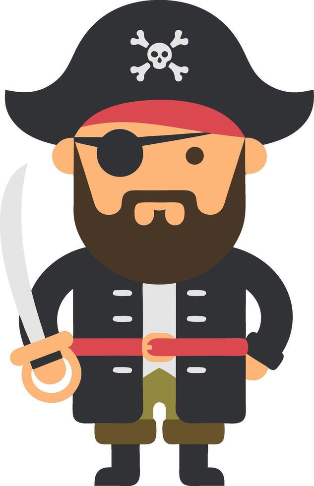 Cartoon Pirate Character with Eye Patch and Sword for Kids Activities and Crafts vector