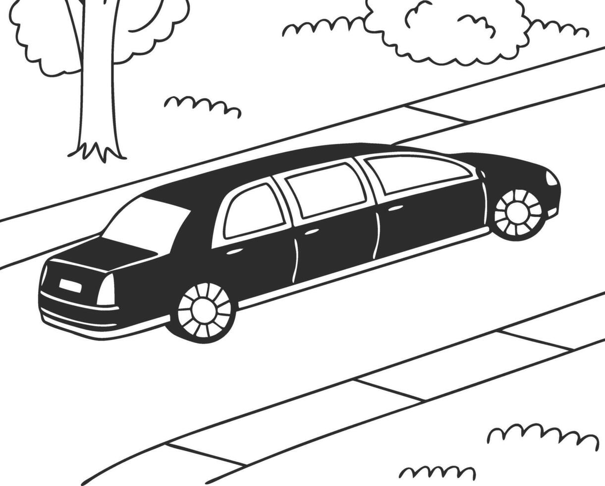 Illustration Long Limousine on City Street for Transportation Design vector