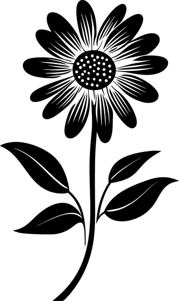 Black Silhouette Daisy Flower Illustration for Tattoos and Crafts vector