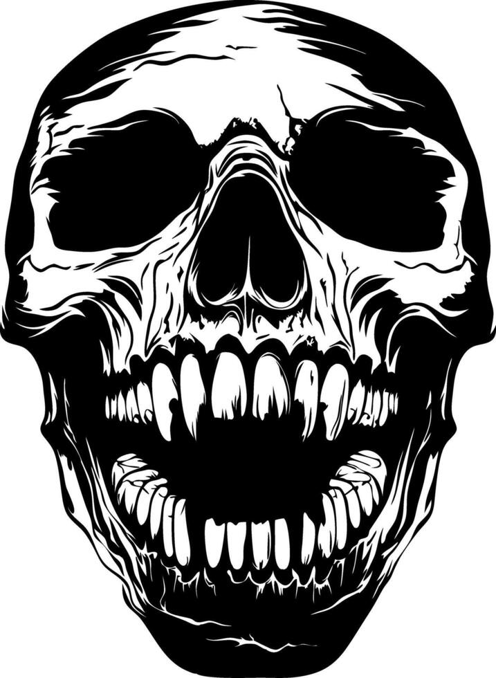 Detailed Grinning Skull Illustration for Tattoos and Design Use vector