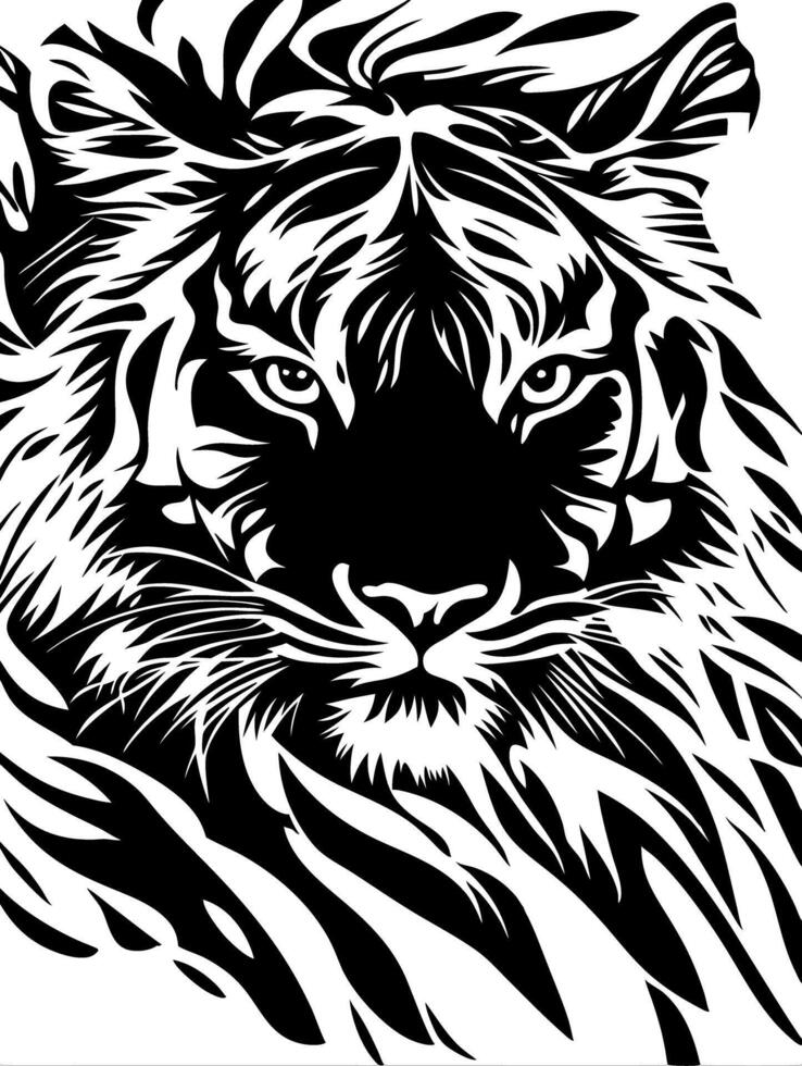 Fierce Tiger Face Art for Tattoo and Design Inspiration vector