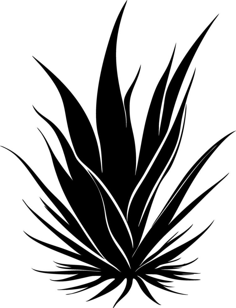 Black Silhouette Spiky Plant Artwork for Graphic Design and Tattoo Ideas vector