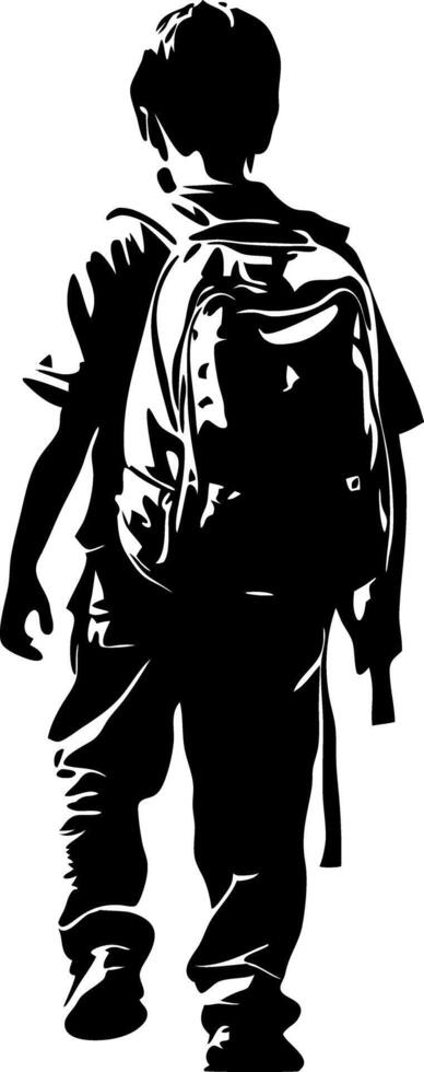 Silhouette of Child with Backpack Illustration for Education and Design vector