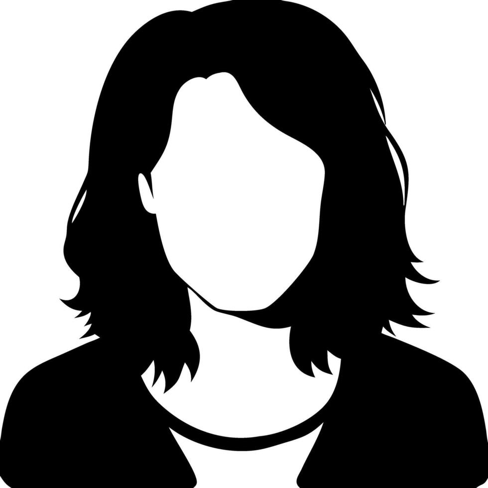 Silhouette of Person with Medium Length Hair for Artistic and Design Projects vector