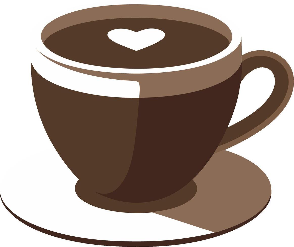 Coffee Cup with Heart Latte Art for Cafe Designs and Decorations vector
