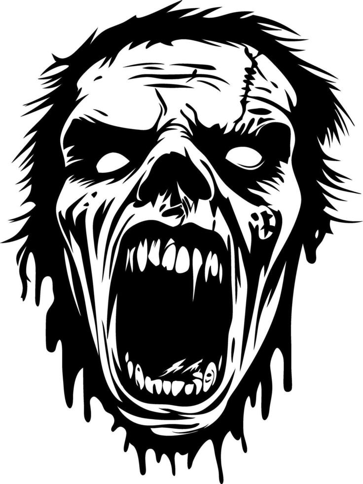 Horror Zombie Skull Scream Illustration for Tattoos and Halloween Designs vector