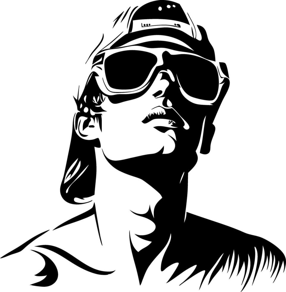 Cool Urban Style Portrait with Hat and Sunglasses Design vector