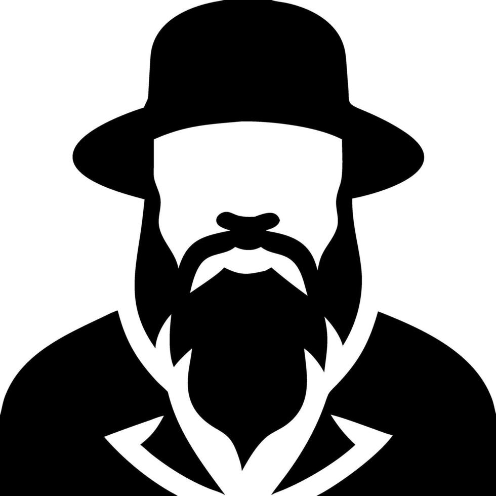 Vintage Gentleman Silhouette with Hat and Beard Art vector
