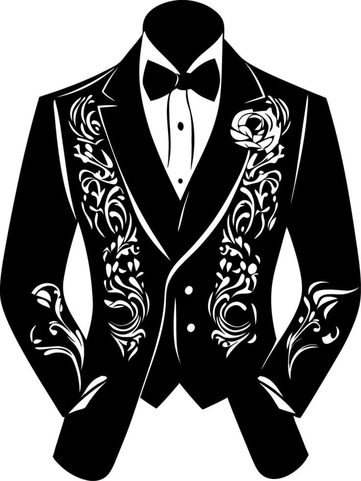 Elegant Floral Tuxedo Design for Fashion and Graphic Use vector