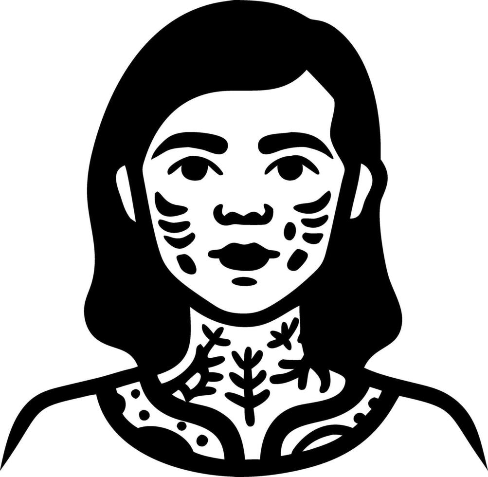 Black Tattoo Style Portrait Art Suitable for Designs and Illustrations vector