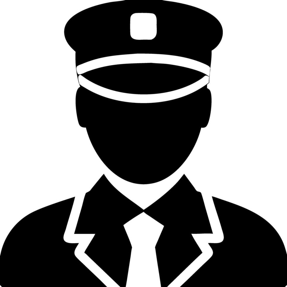 Silhouette of Uniformed Pilot or Chauffeur Ideal for or Logo Design vector