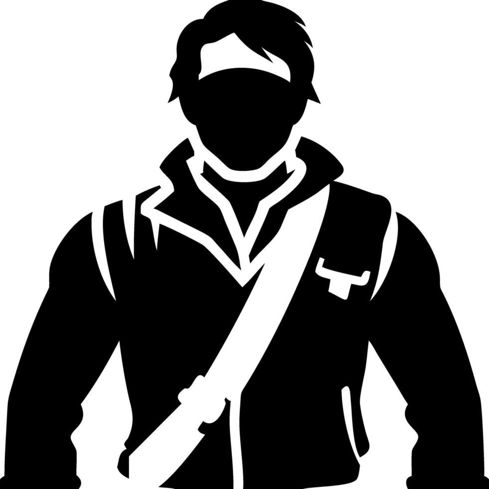 Mysterious Male Silhouette with Backpack Illustration for Design and Concept Art vector