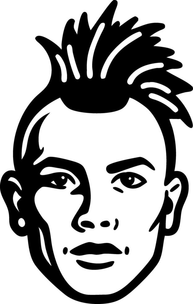 Punk Rock Illustration Male Portrait with Mohawk Hair Art Design vector