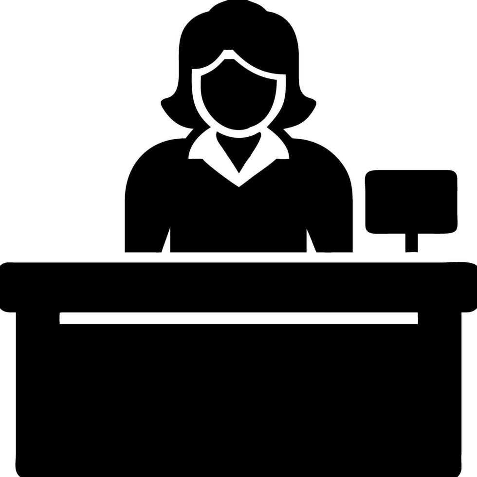 Businesswoman at Reception Desk Art for Office Signage and Layout vector