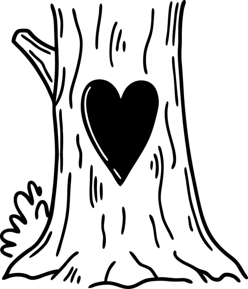 Heart Symbol Tree Trunk Illustration for Nature Love Themes vector