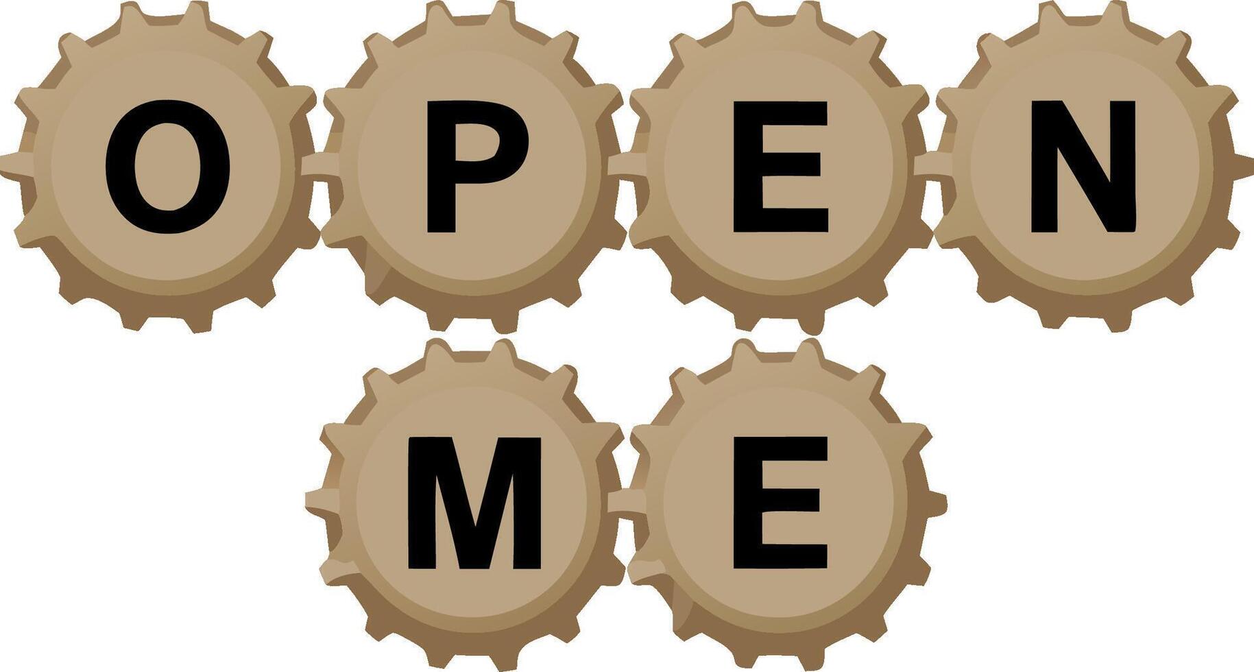Bottle Cap Text Open Me Design for Advertising and Graphic Projects vector