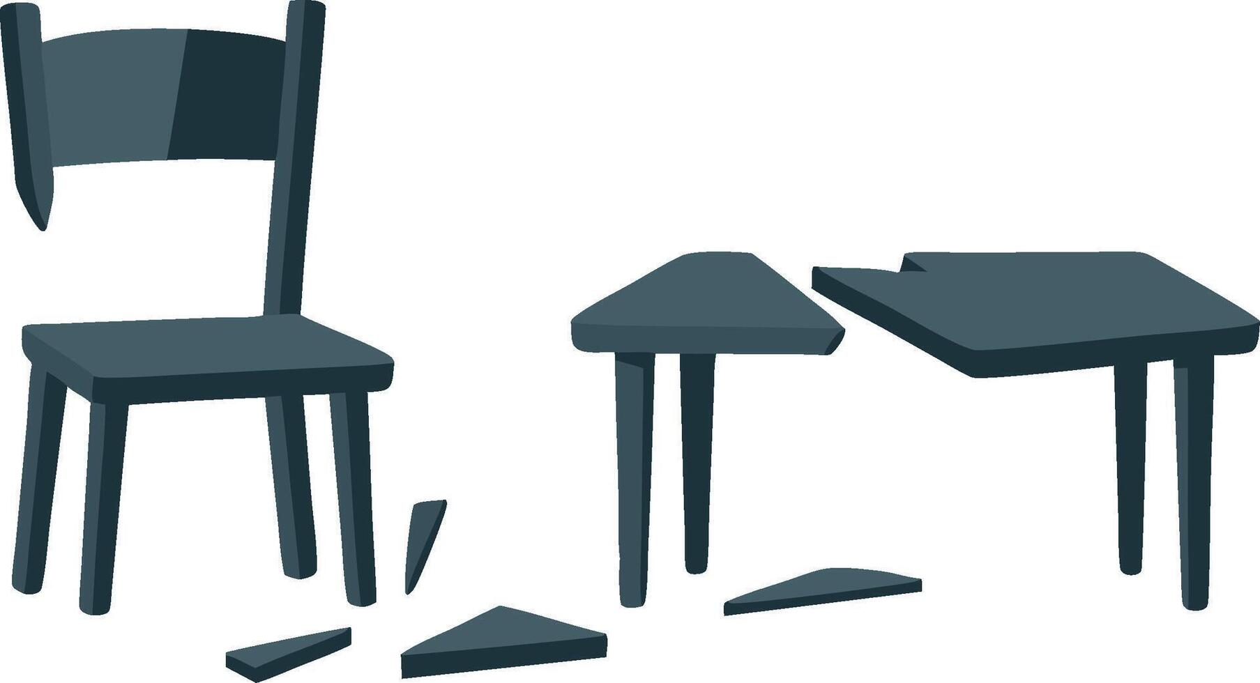 Broken Chair and Table Art for Repair or Destruction Themes vector