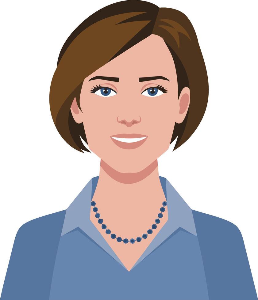 Professional Woman Smiling Illustration for Business Profile and Design Projects vector