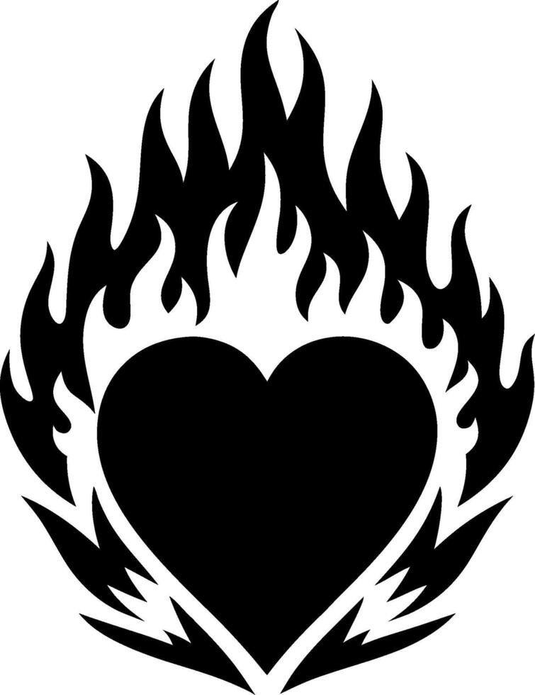 Flaming Heart Symbolizing Passion and Energy for Tattoo or Graphic Design vector