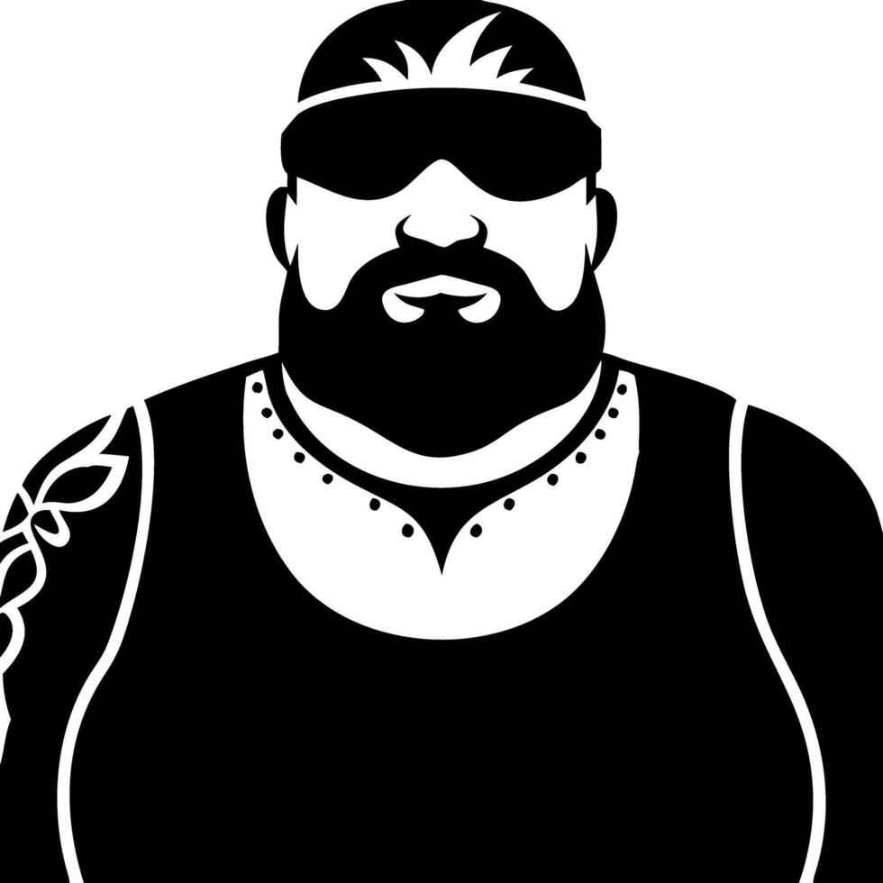 Strong Bearded Man Silhouette Wearing Sunglasses Tattoo Art vector
