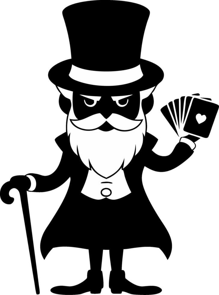 Mysterious Magician with Cards and Top Hat Illustration vector