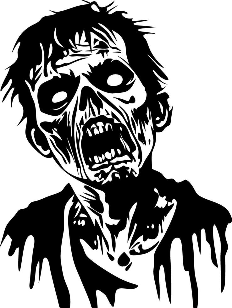 Scary Zombie Illustration for Halloween Decor and Tattoo Design vector
