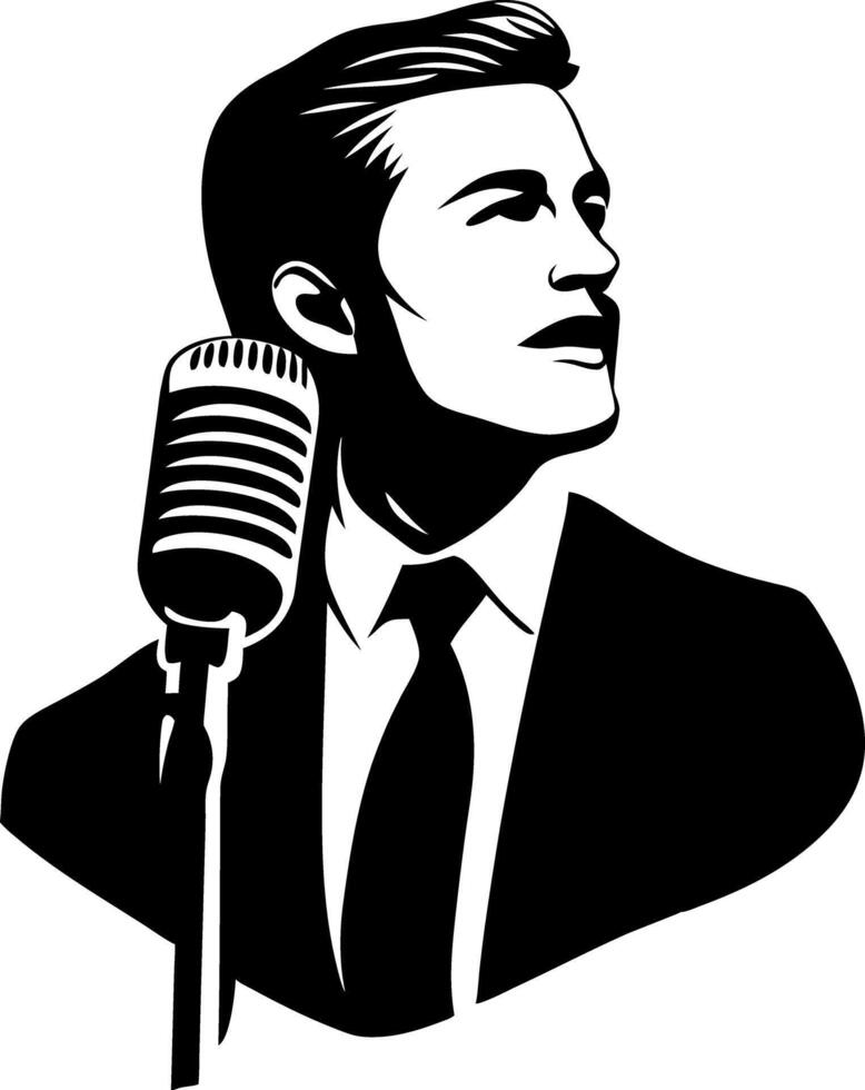 Retro Singer with Vintage Microphone Art for Music Posters vector