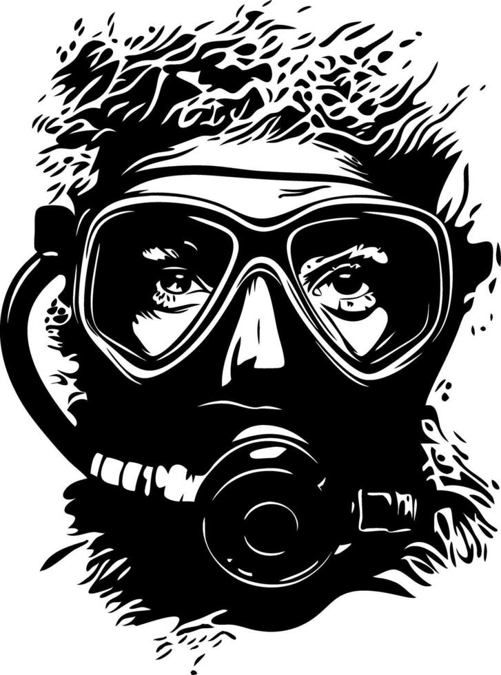 Scuba Diver Mask Art for Tattoo and Design Projects vector