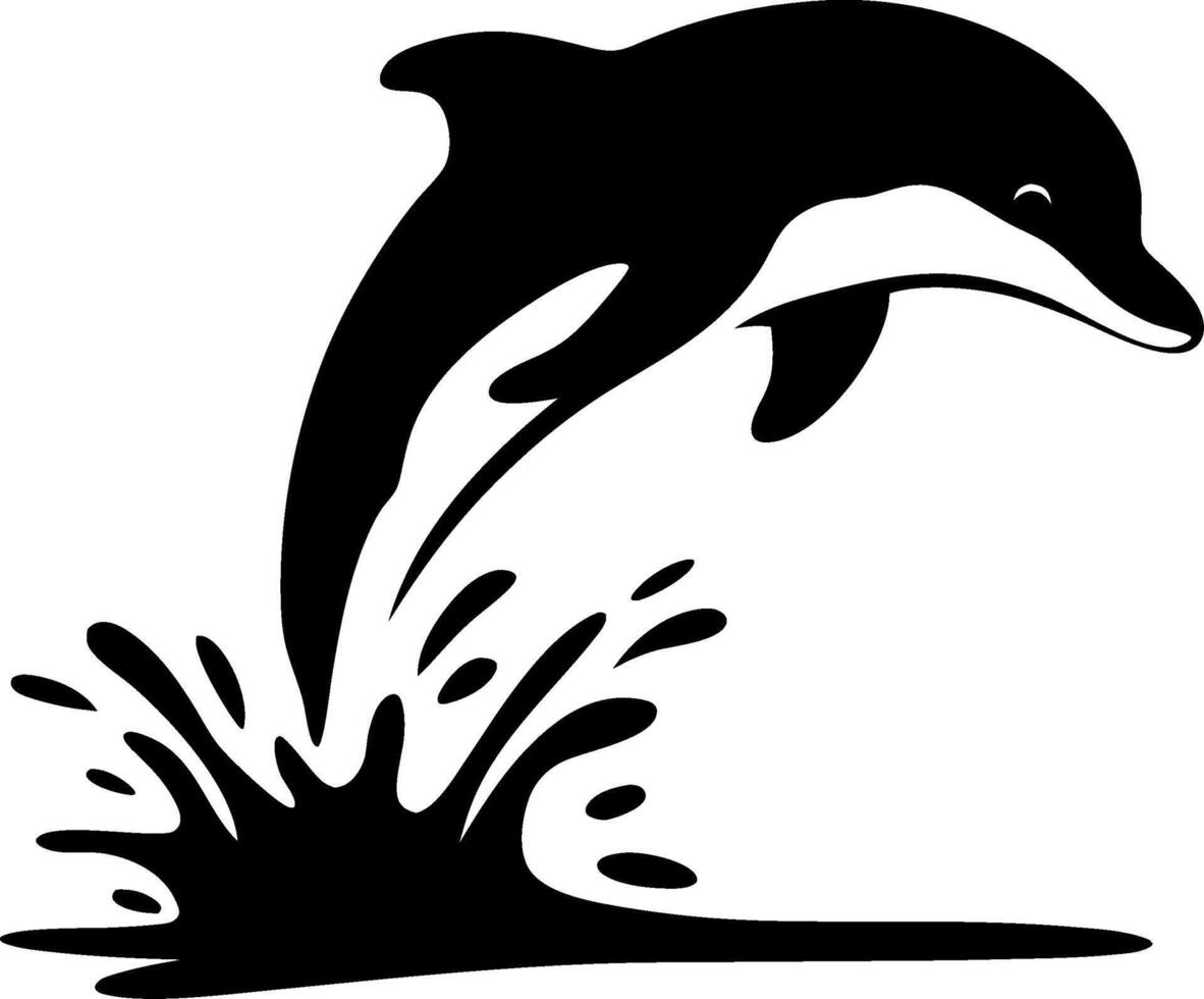 Jumping Dolphin Silhouette Splashing Water vector