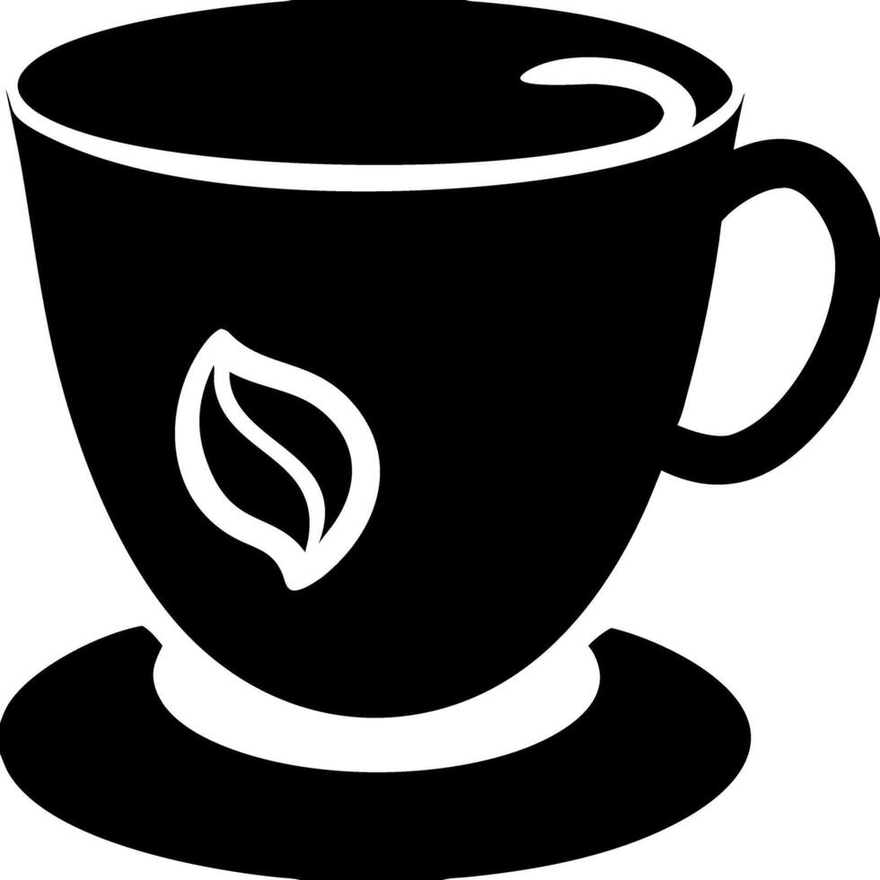 Black Coffee Cup with Leaf Design Suitable for Beverage Branding and Tea Art vector